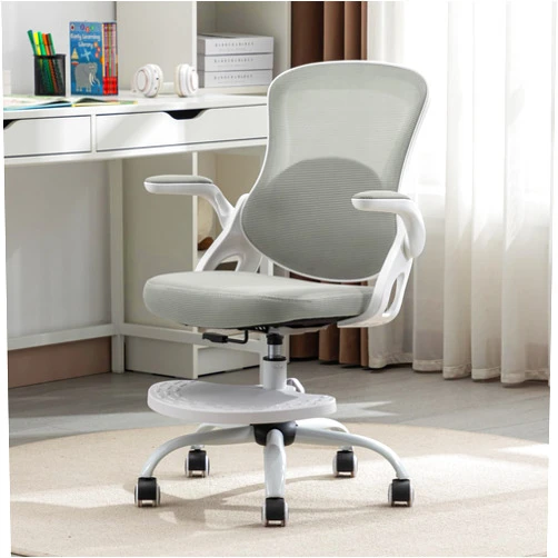 MINPINSER Kids Desk Chair,Ergonomic Study Chair with Adjustable Height,Swivel Mesh Desk Chair with Wheels,Home Office Chair for Children in Home Bedroom Grey