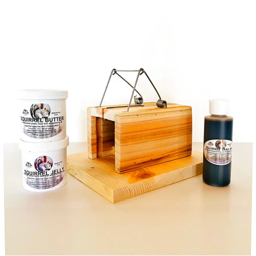 Animal Control Products Squirrel Trapping Starter Kit | All You Need to Get Rid of Squirrel Chipmunk Removal in Home Bird Feeder Attic Yard | Little Killer Choker Style Trap + Squirrel Butter + Jelly + Trail Mix Baits