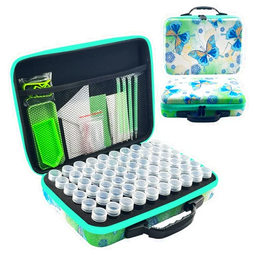 LIRUNQIU Diamond Painting Storage Containers, 60 Slots Diamond Painting Accessories and Tools for Diamond Art Organizer Case(Green)