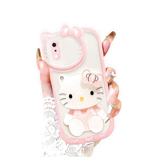 XXYUIKEZI for iPhone Xs Max Kawaii Cartoon Cute Pink Phone Case with Mirror