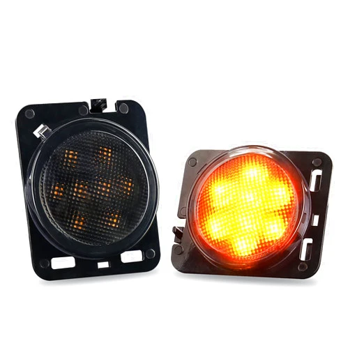 PXPART Smoke Lens LED Side Marker Front Fender Amber Turn Signal Parking Lights for Jeep Wrangler 2007-2017