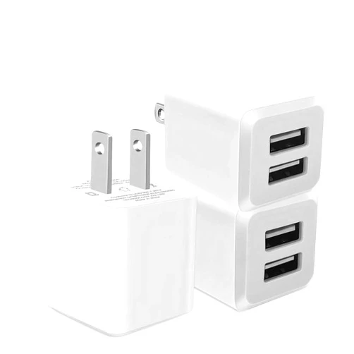 REKNA USB Wall Charger, Dual Port Cube Power Adapter Charger Plug Block Charging Box, Dual Port Wall Fast Charging Adapter, Compatible for i Phone 14 13 12 11，Milky White