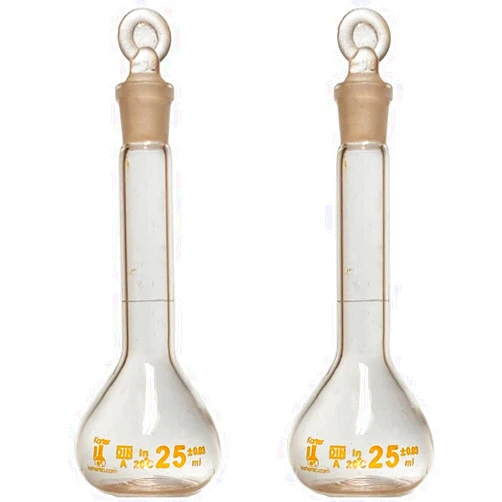Karter Scientific 25ml Volumetric Flask, 3.3 Boro Glass, Class A, Ground Stopper, Karter Scientific 252W3 (Pack of 2)