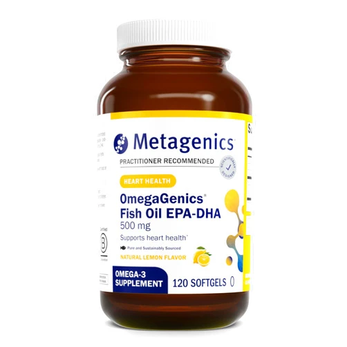 Metagenics OmegaGenics EPA-DHA 500 - Supports Cardiovascular Health* - Fish Oil EPA DHA - Purity & Quality Tested - Non-GMO & Gluten-Free - 120 Count