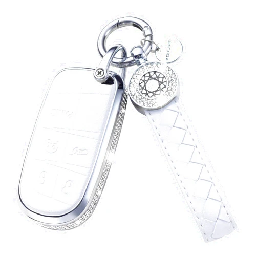 SHANGHONG for Jeep Key Fob Cover, Soft Full Protection Key Case Shell Compatible with Jeep Smart Key 3 4 5 Buttons Protector (White)