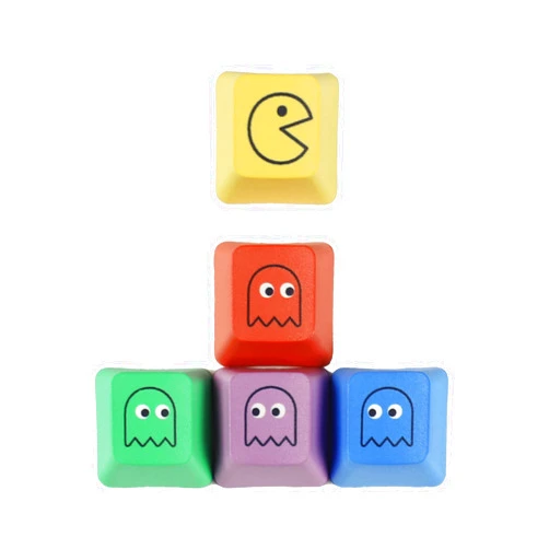 Mechkeeb OEM Profile Pac-Man Five Dye PBT Key Caps - Custom Sublimation Keycaps for MX Mechanical Gaming Keyboard (5 Keys)