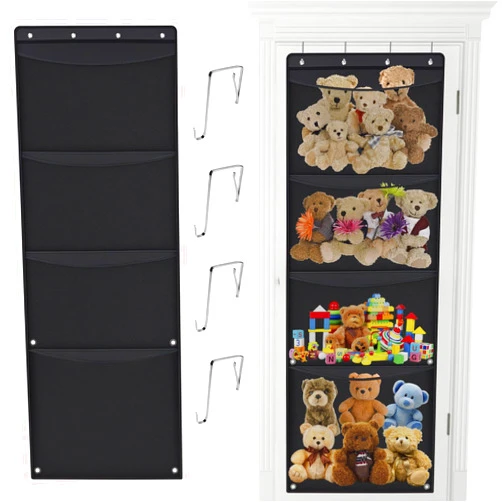 SZJHXIN Stuffed Animal Storage, Over The Door Stuffed Animal Storage, Stuffy Storage, For Toddler Organization, Plushy Organizers, Doll Storage, Baby Organization (Black)