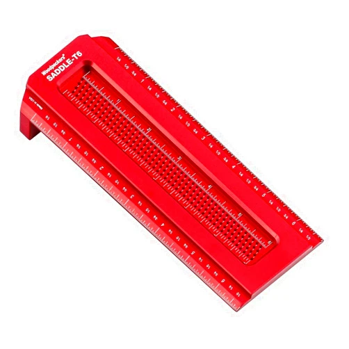 Woodpeckers Saddle T-Square, 6 Inch, Wraps Around Work Edge, USA Made Woodworking Square with Scribing Guides