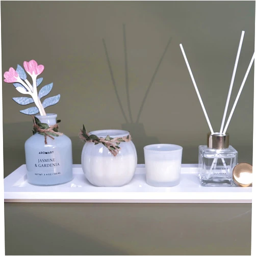 Bicrops 4 pack fragrance reed diffuser/jasmine/Essential oil stick diffuser&scented candle set&home decor&office decor,gifts for women