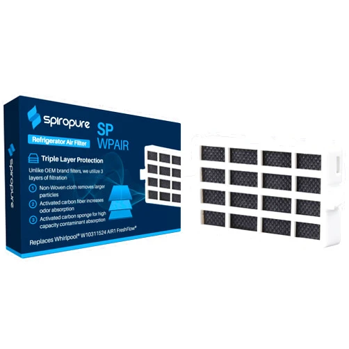 SpiroPure SP-WPAIR Refrigerator Fresh Air Flow Filter Replacement for W10311524, W10315189, AIR1, W10335147A, 1876318, W10335147, PS2580853, 10651142110, 2319308, 2319303 (1 Pack)