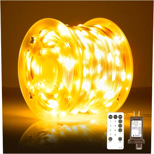 Soiarllt 206FT 600LED Outdoor String Lights, Plug-in Fairy Lights, Waterproof Christmas Lights, 8 Modes LED Twinkle Lights, Timing & Memory Functions, for Bedroom, Indoor, Backyard, Garden, Party…