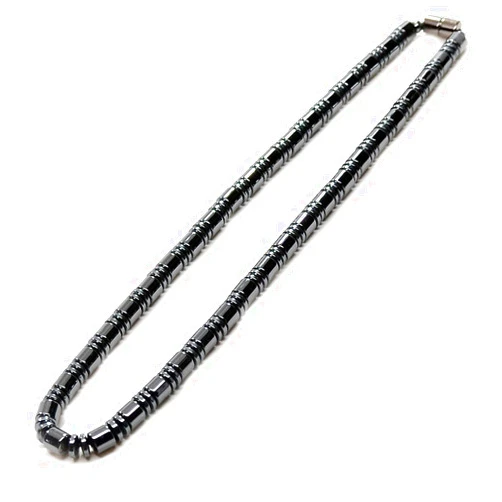 Accents Kingdom Men's Magnetic Hematite Therapy & Healing Stone Drum Bead Necklace