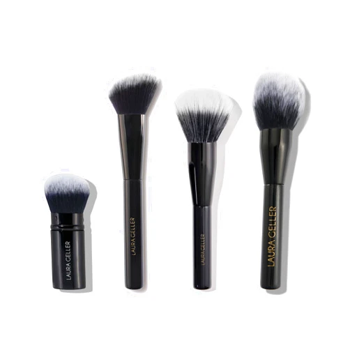 LAURA GELLER NEW YORK Full Face Brush Set - Retractable Airbrush Kabuki and Classic Bronzer Brush and Angled Blush Brush and Powder Brush