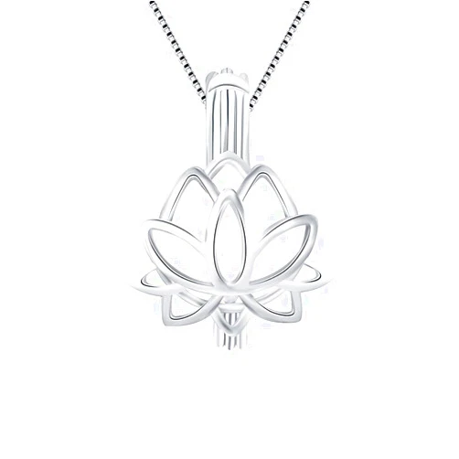 LGSY Lotus Cage Pendants for Pearl Jewelry Making Sterling Silver, Design Pearl Cage Pendants for Women