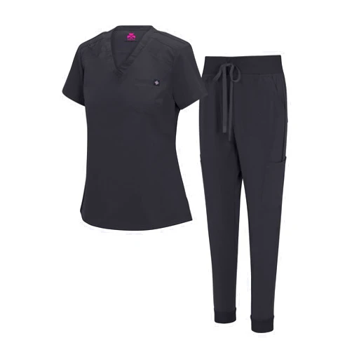 Natural Uniforms Womens Cool Stretch Modern Tuck-In Top Yoga Jogger Scrub Set with Regular and Petite Sizes