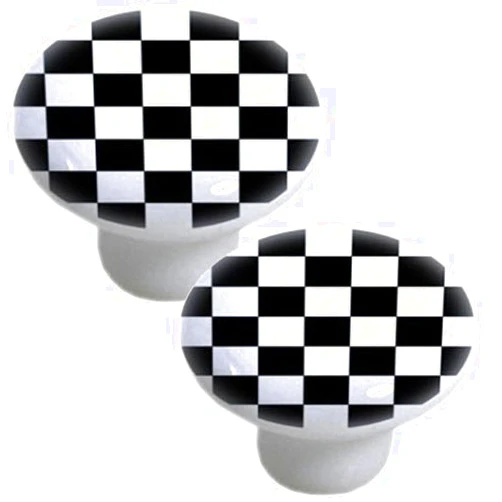 Carolina Hardware and Décor Black Checkered Ceramic Cabinet Drawer Knobs (Set of 2 Knobs)