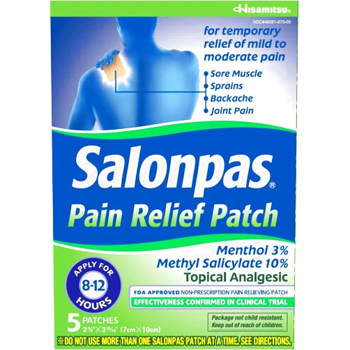 Salonpas Pain Relief Patch (5 patches, each 2.75 in x 3.94 in) - 3 boxes by Salonpas
