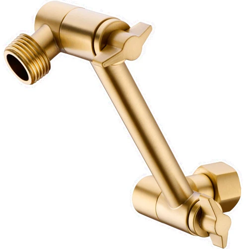 TRUSTMI 4 Inch Brass Shower Arm Adjustable Height Shower Head Extension Arm Mount, Brushed Gold