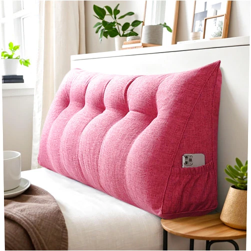 HYueaph Bolster Headboard Pillow, Triangular Wedge Pillow Headboard Positioning Support While Reading And Resting, Reading Pillow for Sitting with Removable Cover,B-Queen