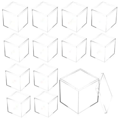 DIVINA VITAE 12Pcs Clear Acrylic Box with lid 4 x 4 x 4 Inch Small Acrylic Box Plastic Square Cube Decorative Storage Boxs Mini Acrylics Containers Display Boxes Display Case Container for Candy Jewelry Tiny Items