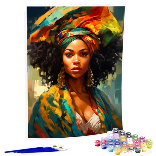 Diymood Paint by Numbers for Adults African Woman, DIY Oil Painting African American Acrylic Paint by Number Kits for Adults Beginner for Home Wall Decor 16x20 inch