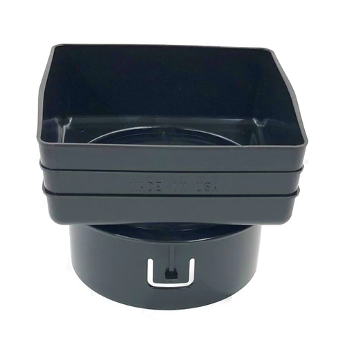 Gutterworks.com 6x6x6 (Black) Plastic Universal Downspout to Drain Tile Adapter