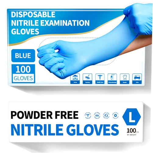 Medguy Powder-Free Nitrile Exam Gloves, 4.5 Mil, 100 Count, Blue, Food-Safe Disposable Gloves for Medical, Cooking, Cleaning