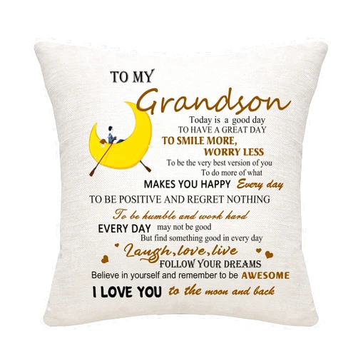 DANKHRA Grandson Gifts from Grandma Grandpa Throw Pillow Cover Pillowcase Cushion Cover Cushion Case for Grandson Thanksgiving Gifts Birthday Gifts (Grandson)
