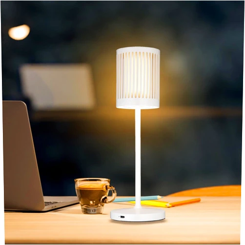 Seihoae Cordless Table Lamp Rechargeable, 5000mAh Battery, All Metal Body, IP54 Waterproof, Warm LED with Touch Dimming, for Bedside Nightlight, Bedroom, Living Room, Garden Terrace, White