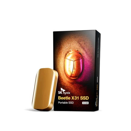 SK Hynix Beetle X31 1TB Portable SSD with DRAM, up to 1050MB/s, USB 3.2 Gen2, External Hard Drive Compatible with PC, Mac, Laptop, PS5 (Champagne Gold)