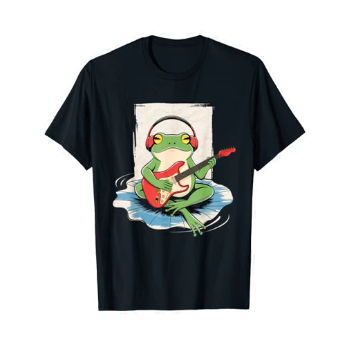 Guitarist Tshirt Japanese Frog Rock Music Kawaii Frog Tshirt Guitar Rock Music Kawaii Japanese Guitarist Rock T-Shirt