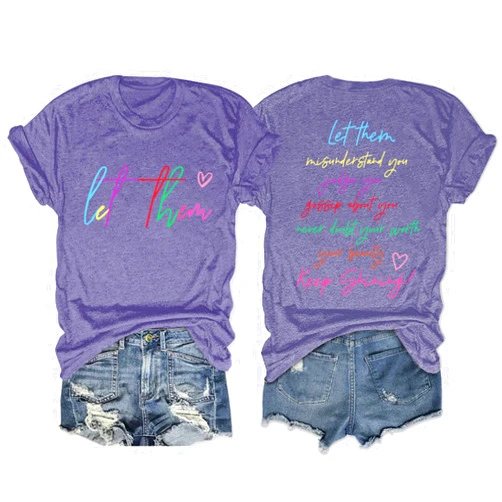 Perddows Let Them Misunderstand You T Shirt for Women Inspirational Letter Print Saying Tshirt Crewneck Tee Positive T-Shirt