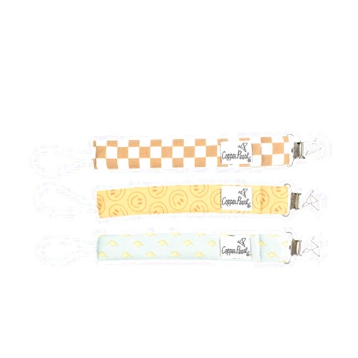 Copper Pearl 3-Pack Pacifier Holders: Premium Knit Binky Clips for Baby Girls and Boys - Stylish Stainless Steel Design for Secure No-Drop Attachment
