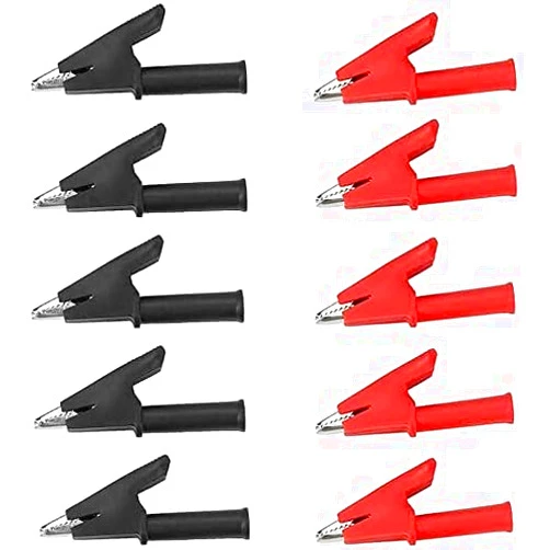 XYRSTOLR 10Pcs Insulated Alligator Clips with 4mm Socket Banana Jack Copper Test Clamp Wire Clip Alligator Clips Crocodile Clips 30A