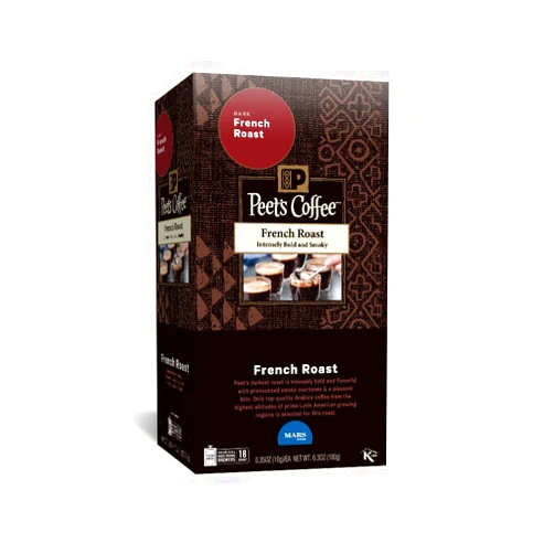 Mars Drinks PEET'S COFFEE French Roast Single Serve Freshpack for MARS DRINKS FLAVIA Brewer, 18 Packets