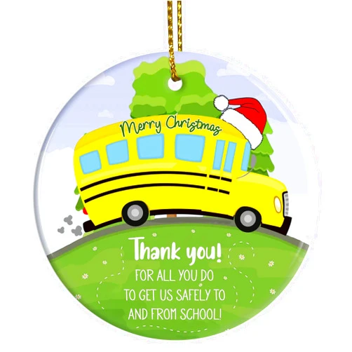 BEETHIS Personalized School Bus Ornament 2024 - School Bus Driver Ornaments Yellow School Bus Driver Gifts, Bus Driver Ornaments, Wheels on The Bus Christmas Hanging Ornament, Bus Driver Ornament 2024 Green