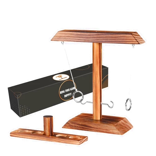 Dippyy Ring Toss Games for Adults, Yard Games, Patio Decor, Outdoor Indoor Games, Wooden Hook and Ring Game for Bars, Home, Party