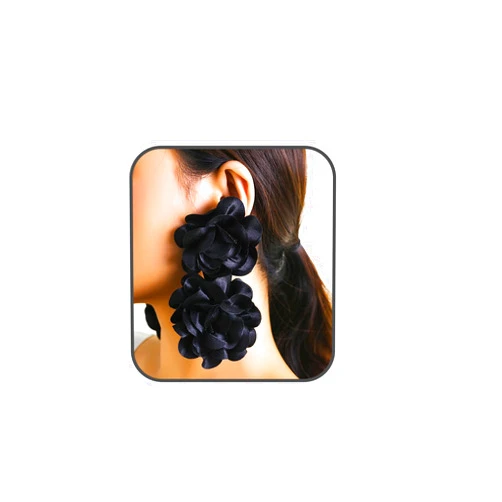 Quizzhe Flower Earrings for Women Oversized Exaggerated Dangle Jewelry Earrings Big Flower Fashion Earrings Hypoallergenic Summer 3D Bohemian Cherry Earrings Satin Flower Earrings