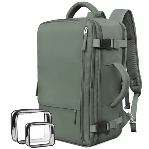 Rinlist Travel Backpack For Women Men Flight Approved, Carry-on Backpack Bag Luggage, Personal Item Backpack Bag, Laptop Backpack Casual Daypack, Travel Essentials Must Haves, Olive-green