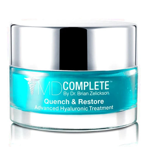 MD Complete by Dr. Brian Zelickson MD Complete Quench & Restore Advanced Hyaluronic Acid Treatment For Plumping and Firming on Face, Hands and body With Hyaluronic Acid, Peptides, Niacinamide and Lactic Acid Lavender Scent 1.0 Fl. Oz
