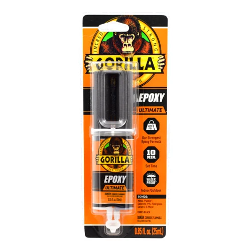 Gorilla Epoxy Ultimate, Waterproof, 10 Minute Set, Permanent Bond, Dries Black, 0.85oz Syringe (Pack of 1)