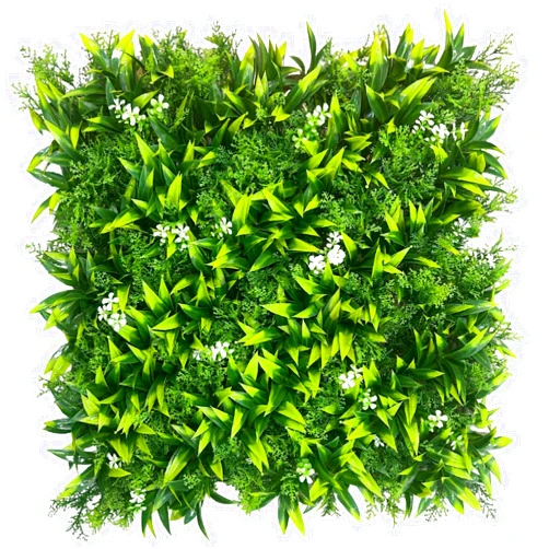 Gobograss Artificial Grass Wall Panels 20'' x 20'' 9 Pieces - Greenery Grass Backdrop with White Flowers UV Protection Privacy Fence Hedge for Indoor Outdoor Home Garden Decor (9)