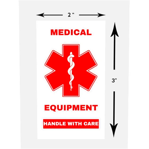 Hit Director Medical Equipment Luggage Sticker Medical Equipment Alert Sticker (White) Height 3 inches x Width 2 inches Handle with Care Stickers (5)
