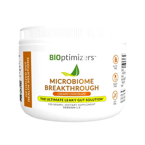 BiOptimizers Microbiome Breakthrough Repair Powder - Chocolate Flavor - Has Lactobacillus Strains, Bone Broth & Collagen - Source of L-Glutamine - Gas & Bloating Relief - Improves Gut Health - 30 Servings - 150g