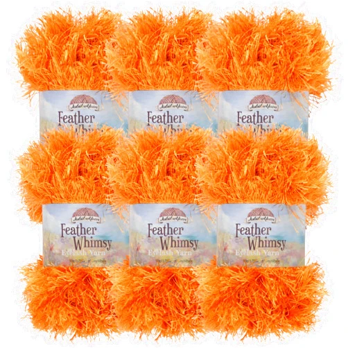 BambooMN JubileeYarn Feather Whimsy Eyelash Yarn - 50g/Skein Fine Polyester Fur - Burnt Orange - 6 Skeins