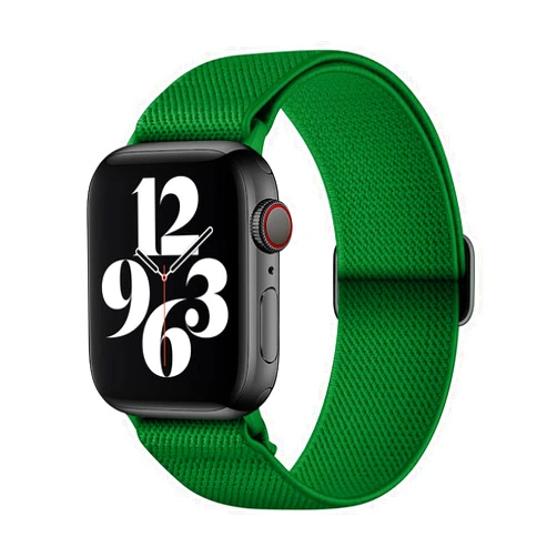 AMANECER Stretchy Nylon Watch Bands Compatible with Apple Watch Series 9/8/7/6/5/4/3 SE 2/1, Adjustable Braided Elastic Sport Loop Rugged Fabric Straps for iWatch Women Men (Hunter Green, 38/40/41MM)