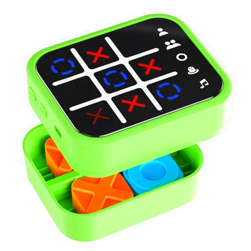 Niufuntek Rechargeable Tic Tac Toe Game Box with 5 Fun Brain Memory Games, Electronic Touchscreen Handheld Game, Portable Digital Puzzle Board Travel Toy, Gifts Choice for Kids and Adults (Green)