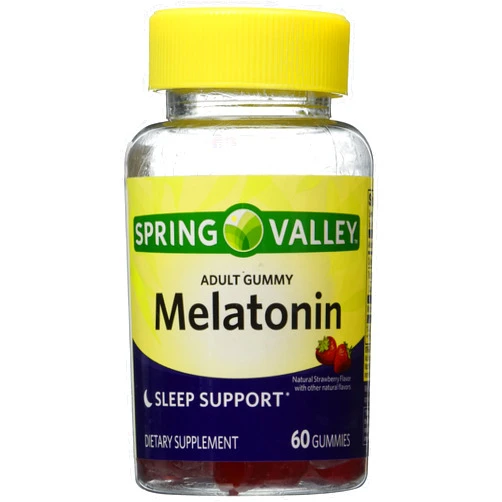 Spring Valley Adult Gummy Melatonin 5mg - Natural Strawberry Flavor - Single Bottle with 60 Gummies