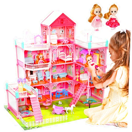 CUTE STONE Huge Dollhouse for Girls – Large Pretend Play Doll House for Kids(Lights not Included)