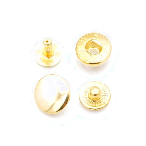 CRAFTMEMORE 50 Sets Gold Plating Snap Buttons S-Spring Socket Popper Fasteners for Jacket Bag Closures #665 VT2 (10mm (0.39